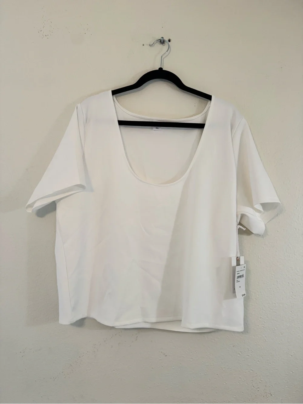 Good American White Scoop Neck Short Sleeve Scuba Sculpting Shirt - Picture 2 of 3